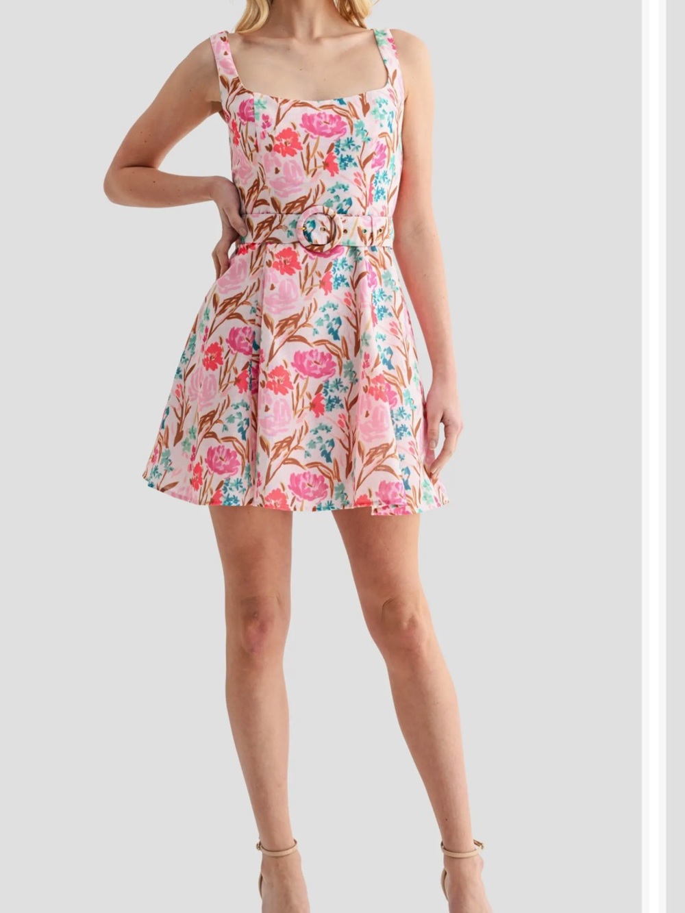 Lush Floral Pink A-Line Mini Skirt